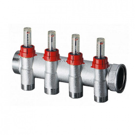 Коллектор запорный с расходомерами FAR из 4 отв. 1x3/4" (FK 3980 13404)