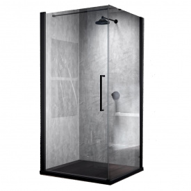 Душова кабіна угловая Novellini Young, двері + бічна панель, 90x90, чорний (Y2G89-1H_Y2FG89-1H)