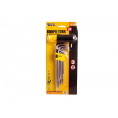 Ключі TORX з утримувачем MASTERTOOL набір 9 шт CrV довгі (Т10-Т50 90-227 мм) 75-0962 Київ