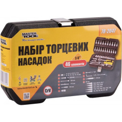Набор насадок торцевых MASTERTOOL CrV 1/4" 4-14 мм трещотка 72Т 46 шт кейс 78-2047 Луцк