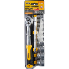 Набір торцевих насадок MASTERTOOL CrV 3/8" 10-24 мм подовжувач 150 мм тріскачка 72Т 12 шт 78-3812 Житомир