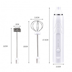 Пеновзбиватель ручной RIAS USB Speed Adjustable Milk Frother 2 насадки White (3_02732) Гуляйполе