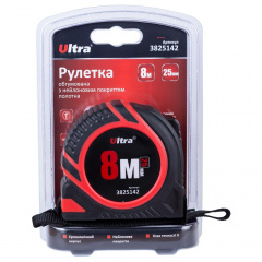 Рулетка гумова з нейлоновим покриттям полотна 8м×25мм ULTRA (3825142) Київ