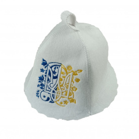 Банная шапка Luxyart "Тризуб символічний" искусственный фетр белый (LA-933)