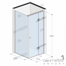 Душевая кабина Weston WK3 900x1200x2000 хром/прозрачное стекло, ручка кноб