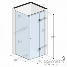 Душевая кабина Weston WK3 900x1200x2000 хром, прозрачное стекло, ручка кноб