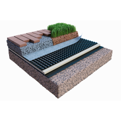 Дренажная шипованная мембрана с геотекстилем Eurovent GEO 8 TEX 300 2.0x20 м Пологи