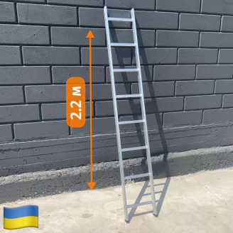 Алюминиевая односекционная лестница на 8 ступеней (универсальная) Экострой 
