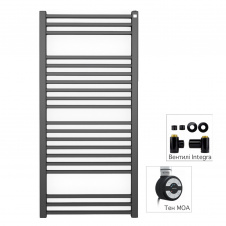 Рушникосушка комбінована Terma Bone 1260x500 Black mat тен MOA + вентиль Integra Black mat