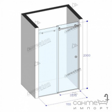 Душевая дверь в нишу Weston WDS 6 1155x2000 polish/прозрачное стекло
