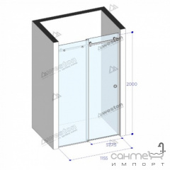 Душевая дверь в нишу Weston WDS 6 1155x2000 polish/прозрачное стекло Лубны