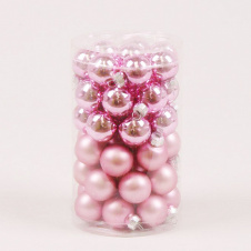 Шарики стеклянные Flora D 2,5 см 48 шт Розовый (44526)
