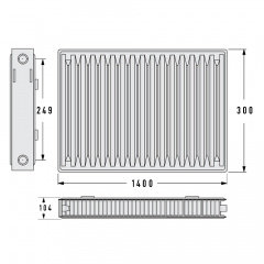 Радиатор стальной Aquavita 22 300х1400 с креплением Балаклея