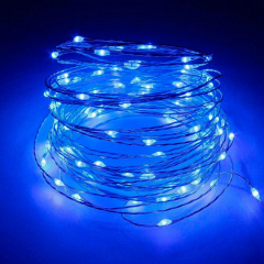 Светодиодная гирлянда-нить на батарейках Decorative Light синяя 10м 100LED 218-21526967 Курінь