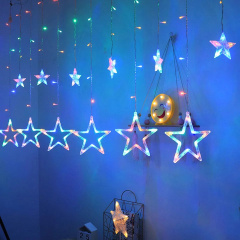 Светодиодная гирлянда-штора Звезд Xmas stars 3м*80см*50см и 138 LED (12 звезд) свет ламп-RGB multicolor 8 режимов от сети 220 В Токмак
