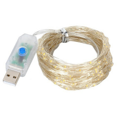 Світлодіодна гірлянда нитка Led Краплі роси на 100 світлодіодів 10 м з USB підключенням та пультом ДУ Біла тепла Братское