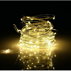Гірлянда Нитка Led 100 дріт 10 м Теплий Білий 1 режим USB + батарейка Decorative Light 218-21528274 Умань