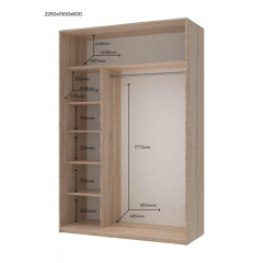 Шафа купе Doros Сіті Лайт Дуб Cонома 2 ДСП 150х60х225 (42002012) Самбір