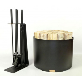 Каминный набор Феникс и дровница Ferrum Бочка 4 4 инструмента Черный (1312)