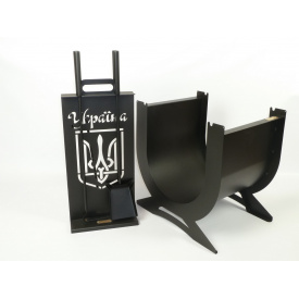 Каминный набор Украина и дровница Ferrum Зевс 4 4 инструмента Черный (999)