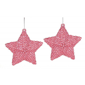 Набор елочных украшений BonaDi Звезда 2 шт 7.5 см Розовый (113-570)