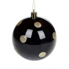 Шар новогодний пластиковый Flora D-8 см Черно-золотой (11951)