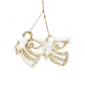 Набор елочных украшений BonaDi Ангел 2 шт 8 см Бело-золотистый (113-A83)