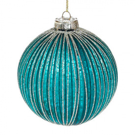Новорічна куля Flora D-10 см Бірюзовий (12590)