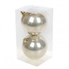 Набор пластиковых новогодних шаров Flora 2 шт D-10 см Шампань (12063)