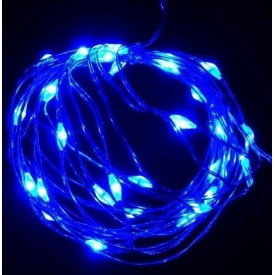 Світлодіодна гірлянда нитка на батарейках статичний режим Led Краплі роси 50 світлодіодів 5 м Синя