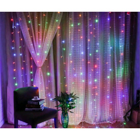 Гірлянда світлодіодна із з'єднувачем Mine Водоспад 280 LED прозорий шнур 3х2 м Мультиколор (hub_qjxezl)