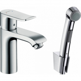 Змішувач для умивальника Hansgrohe Metris з гігієнічним душем