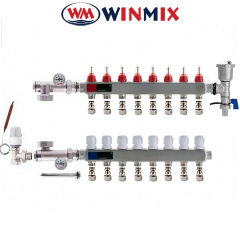 Коллекторный узел в сборе для системы "ТЕПЛЫЙ ПОЛ" Winmix на 8 выхода (балка нержавеющая сталь) Житомир