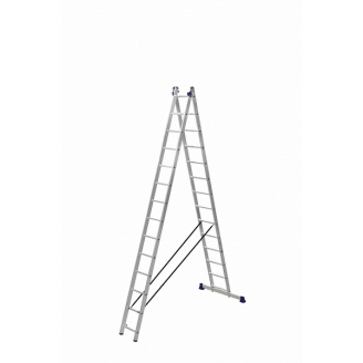 Драбина алюмінієва двохсекційна універсальна 2 на 14 сходинок