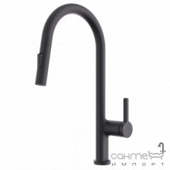 Смеситель для кухни с вытяжным изливом Аква Родос Bari 02 Black Matte матовый черный Хуст