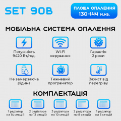 Розумна мобільна система опалення електрична ELECTRO SET 90B WI-FI 9420 Вт Умань