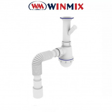 Сифон для кухни SK-01-B 1 1/2"x40 с литым выпуском и отводом для стиральной машины, Winmix. Польша