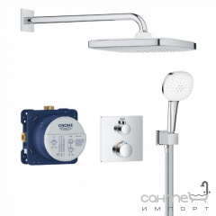 Душевая система скрытого монтажа с термостатом Grohe Grohtherm Tempesta 250 Cube 34871000 хром Київ