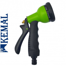 Пистолет поливочный 8 режимов, пластик латунный шток Kemal P5009, Турция