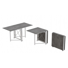 Стол-книжка трансформер Орион 2 Ferrum-decor 750x1520x730 Белый металл ДСП Бетон 16 мм (ORI214)