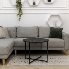 Журнальний стіл Adore Décor Модерн M Круглий 60х60х47 Чорний/Вугільний камінь
