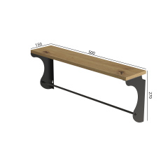 Полиця настінна Ferrum-decor Юзібі 270x500x150 метал Чорний ДСП Дуб Артізан 16 мм (UZI0006) Кам'янець-Подільський