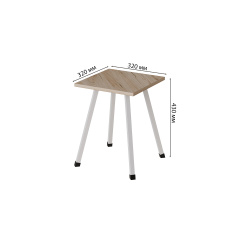 Табурет кухонный Ferrum-decor 430x320x320 Белый металл ДСП Дуб Сан-Марино 16 мм (TAB009) Новое