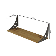 Полиця настінна Ferrum-decor Ханді 2 240x600x240 метал Сірий ДСП Дуб Артізан 16 мм (XND0041) Харьков