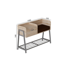 Банкетка з тумбочкою Ferrum-decor Бланка 540x1000x320 метал Чорний ДСП Дуб Сан-Марино 16 мм (BLA0002) Каменец-Подольский