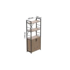 Етажерка 3/60 Ferrum-decor Серії Конект з тумбою 144x60x28 Чорний ДСП Дуб Сан-Маріно (FD1022) Кам'янець-Подільський