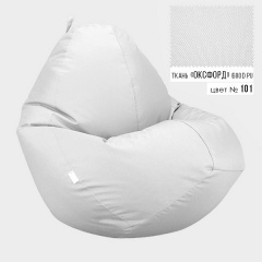 Безкаркасне крісло мішок груша Овал Coolki XL 85x105 Білий (Оксфорд 600D PU) Прилуки