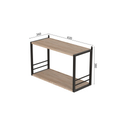 Книжкова полиця універсальна Ferrum-decor Стим 1 38x63x26 чорний ДСП Дуб Сан-Маріно 16мм (XK00020) Харьков
