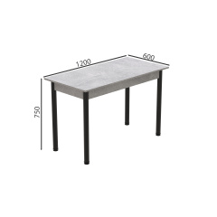 Стіл кухонний Ferrum-decor Беніта 75x120x60 Чорний ДСП Бетон 16мм (BEN0007) Прилуки