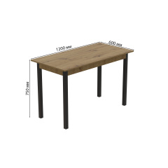 Стіл кухонний Ferrum-decor Маріо 75x120x60 Чорний ДСП Дуб Артізан 16мм (MAR0006) Новомосковськ
